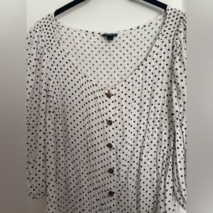 Torrid Black and White Polka Dots Puff Sleeve Blouse Size 0XL